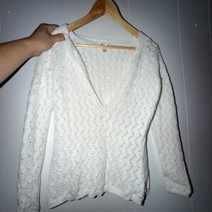 Women LOFT Ivory Textured Knit Sweater